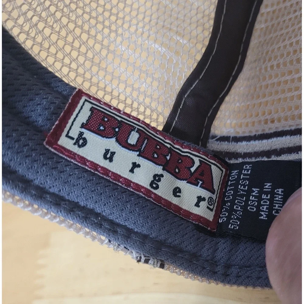 Bubba Burger Trucker Hat Brown Tan Snapback Mesh American Flag Promo Cap OSFM